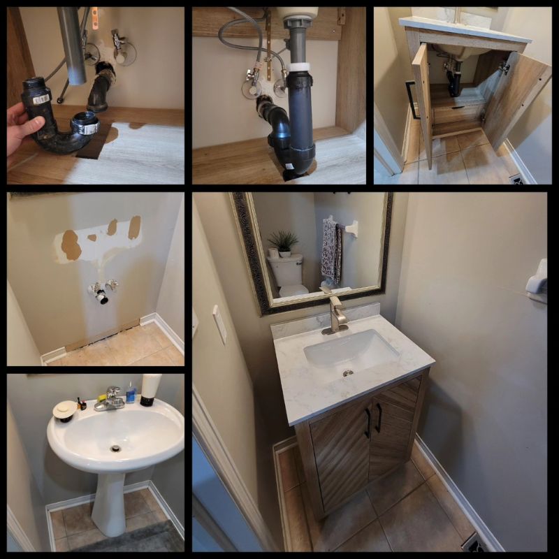 Bespoke vanity replacement project, before and after. Craftsmanship you can trust.