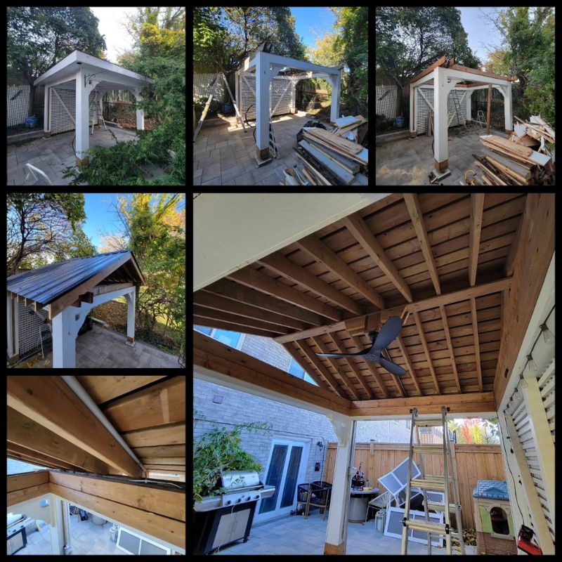 Professional custom gable roof construction and exposed wood ceiling in Oakville. Expert handyman carpentry contractors.