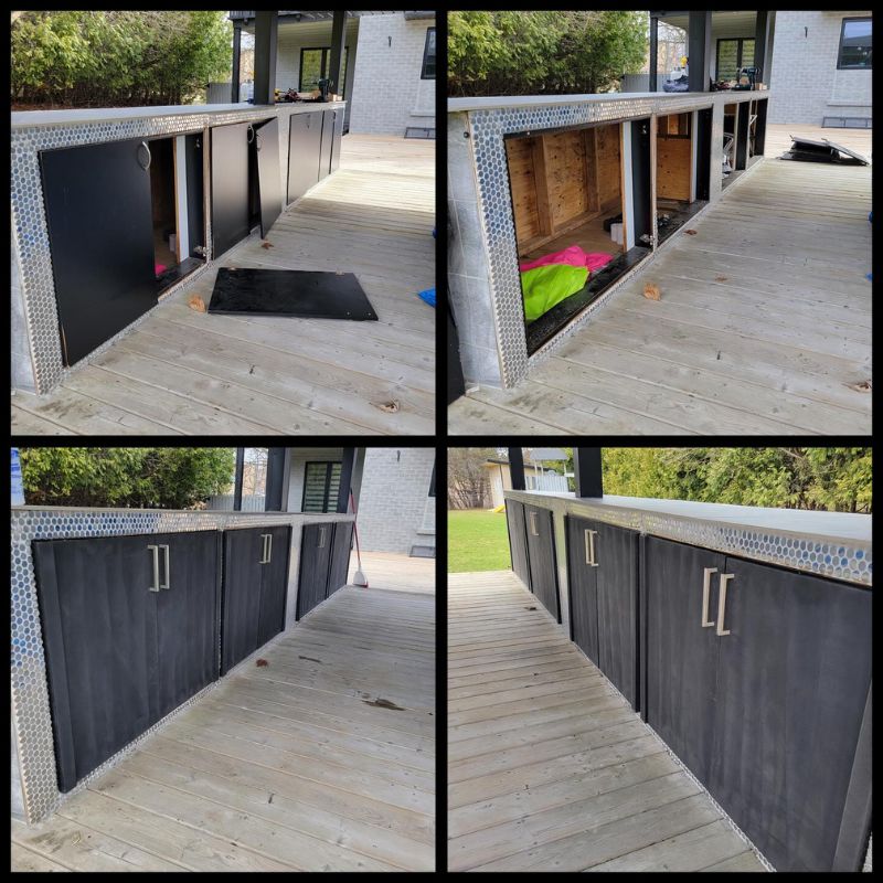 Custom outdoor cabinet door replacement and hardware upgrade in Mississauga. Professional exterior cabinetry repair.