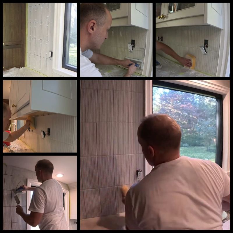 Completed expertly-installed subway tile kitchen backsplash in Oakville by Bespoke Handyman.