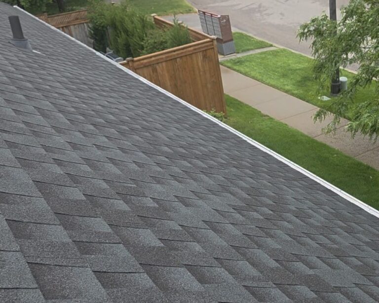 Phil installing a premium aluminum mesh leaf guard on a residential roofline in Oakville.